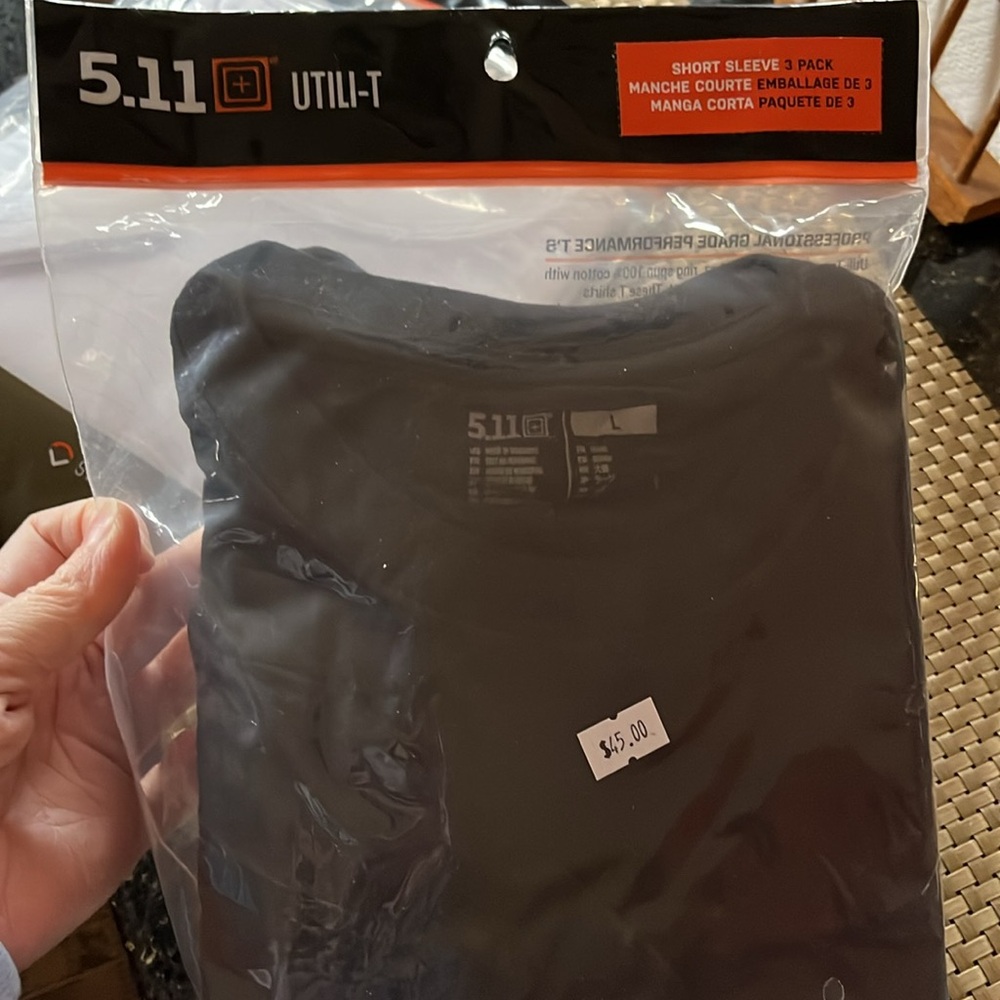 5.11  3pack tees black size Large NWT